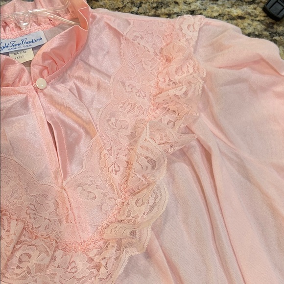 Vintage Night Time Creations Pink Ruffled Flannel Long Nightgown - Picture 8 of 15